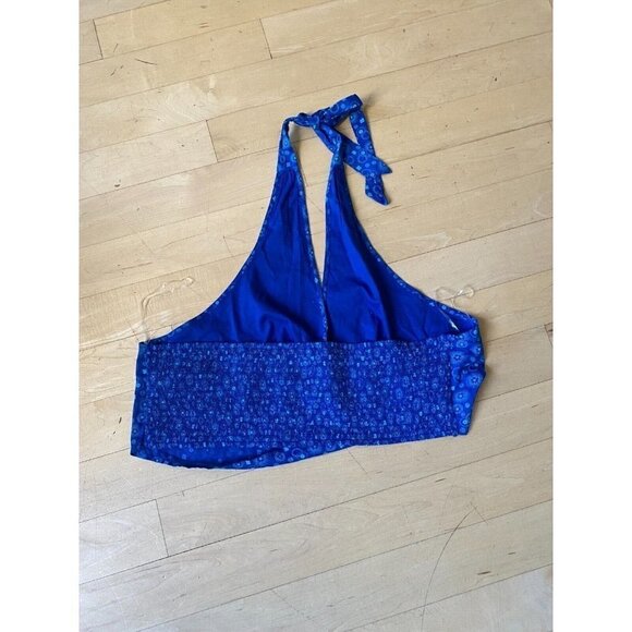 𝅺bp Womens Blue Print Halter BNWOT Crop Top Vneck Nordstrom - Picture 3 of 5